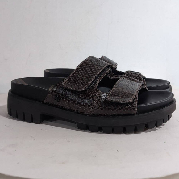 Sam Edelman Women's Brown Leather Eliana Lug Sole Slide Sandals 7.5 Brown - Picture 4 of 14